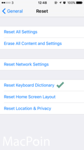 Cara Reset Keyboard Dictionary pada iPhone iPad (5)