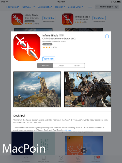 Yuk Beli Infinity Blade Selagi Harga Masih Diskon Murah