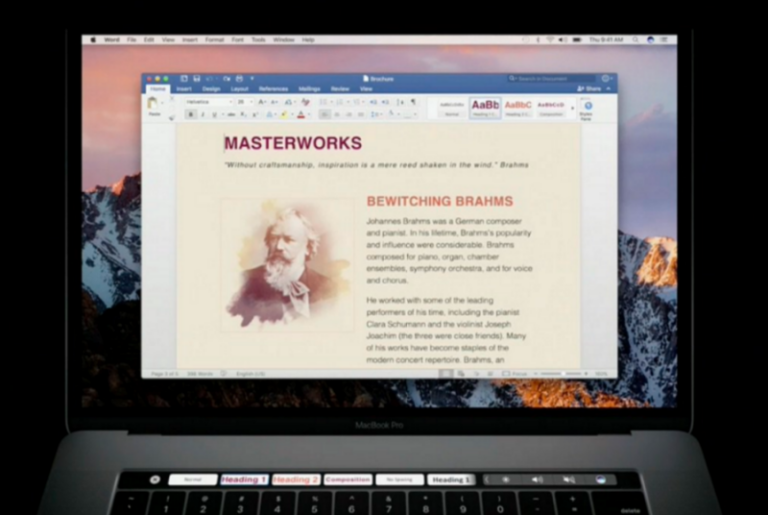 Microsoft Office Bisa Support Touch Bar MacBook Pro
