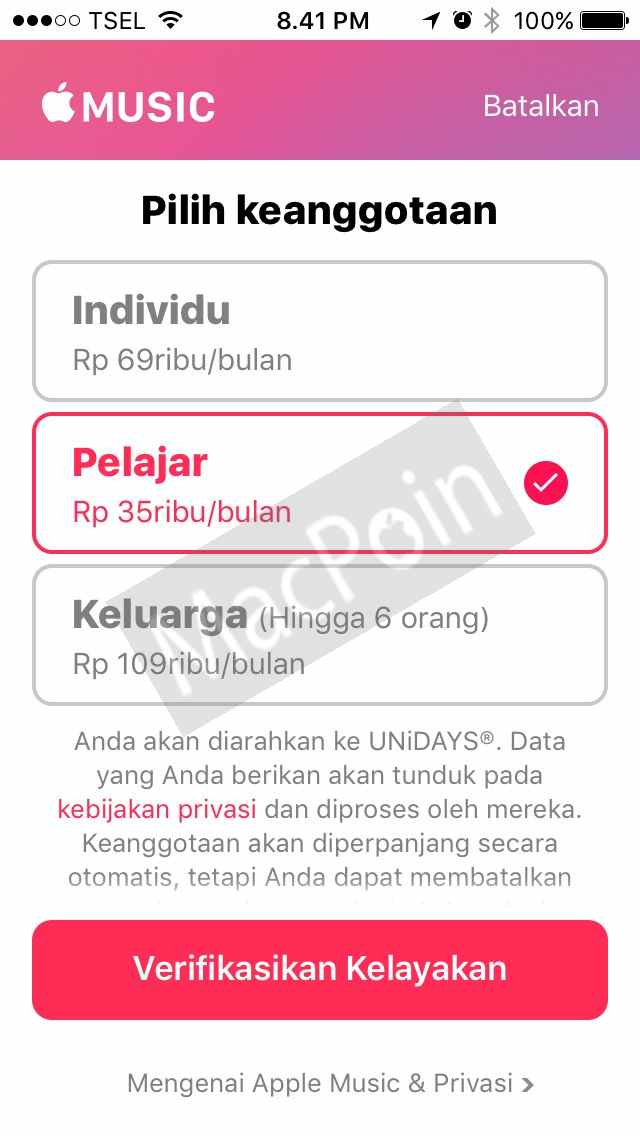 Cara Mendaftar Apple Music Dengan Harga Pelajar Macpoin