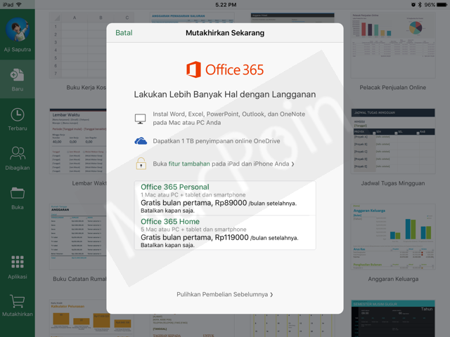 Cara Membeli dan Aktivasi Office 365 dari App Store